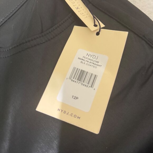 NYDJ Marilyn Straight Black Coated Jeans Lift Tuck Technology 12P stretch zip - Picture 12 of 16